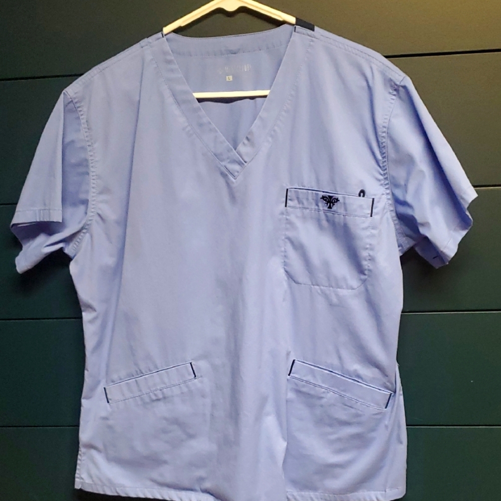 2 Med Couture Ceil Blue Scrub Tops